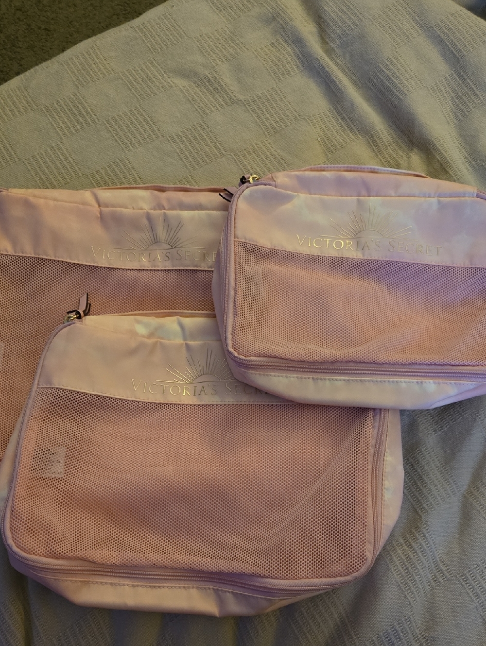 Victoria's Secret Light Pink Mesh Travel Packing Cube Set
